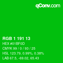 Color code: RGB 1 191 13 | qconv.com