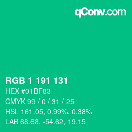 Color code: RGB 1 191 131 | qconv.com