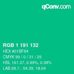 Color code: RGB 1 191 132 | qconv.com