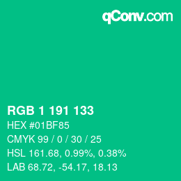 Color code: RGB 1 191 133 | qconv.com