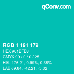 Color code: RGB 1 191 179 | qconv.com