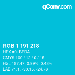 Color code: RGB 1 191 218 | qconv.com