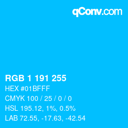 颜色代码: RGB 1 191 255 | qconv.com