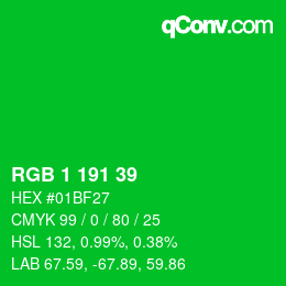 Color code: RGB 1 191 39 | qconv.com