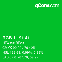 Color code: RGB 1 191 41 | qconv.com