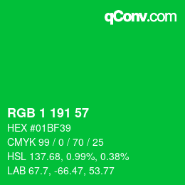 Color code: RGB 1 191 57 | qconv.com