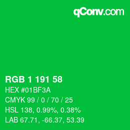 Color code: RGB 1 191 58 | qconv.com