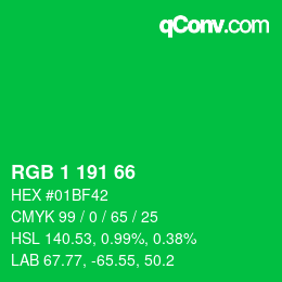 Color code: RGB 1 191 66 | qconv.com