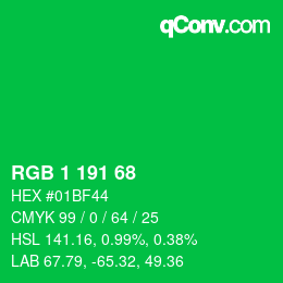 Color code: RGB 1 191 68 | qconv.com