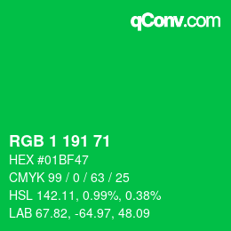 Color code: RGB 1 191 71 | qconv.com
