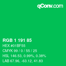 Color code: RGB 1 191 85 | qconv.com