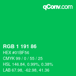 Color code: RGB 1 191 86 | qconv.com