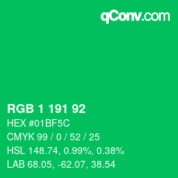 Color code: RGB 1 191 92 | qconv.com