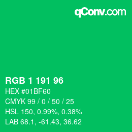 Color code: RGB 1 191 96 | qconv.com