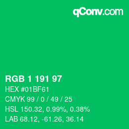 Color code: RGB 1 191 97 | qconv.com