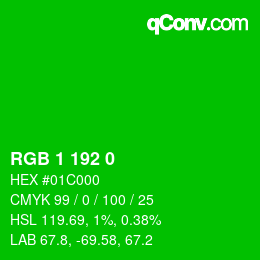 Color code: RGB 1 192 0 | qconv.com