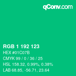 カラーコード: RGB 1 192 123 | qconv.com