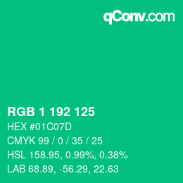 Color code: RGB 1 192 125 | qconv.com