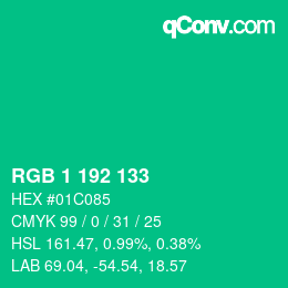 颜色代码: RGB 1 192 133 | qconv.com