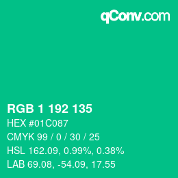 カラーコード: RGB 1 192 135 | qconv.com