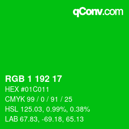Color code: RGB 1 192 17 | qconv.com
