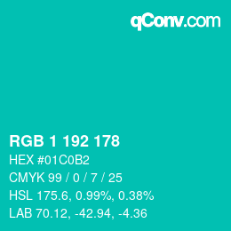 カラーコード: RGB 1 192 178 | qconv.com