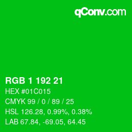 Color code: RGB 1 192 21 | qconv.com