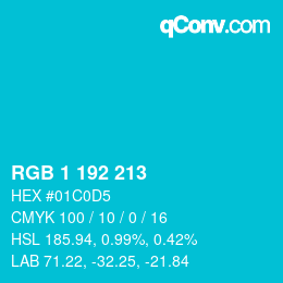 Farbcode: RGB 1 192 213 | qconv.com