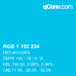 Color code: RGB 1 192 234 | qconv.com