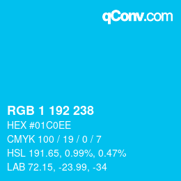 Color code: RGB 1 192 238 | qconv.com