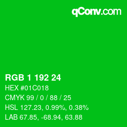 Color code: RGB 1 192 24 | qconv.com