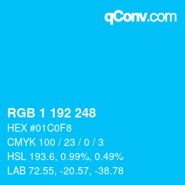 カラーコード: RGB 1 192 248 | qconv.com