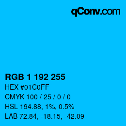 Color code: RGB 1 192 255 | qconv.com