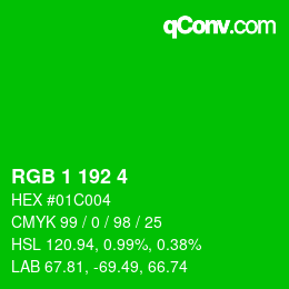 Color code: RGB 1 192 4 | qconv.com