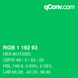 Color code: RGB 1 192 93 | qconv.com