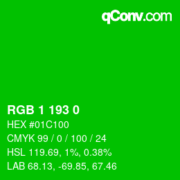 Color code: RGB 1 193 0 | qconv.com