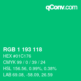 颜色代码: RGB 1 193 118 | qconv.com