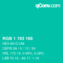 Color code: RGB 1 193 168 | qconv.com