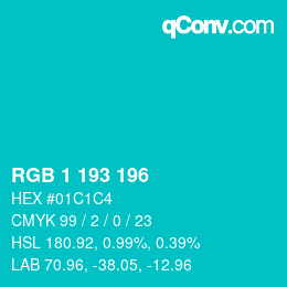 Color code: RGB 1 193 196 | qconv.com