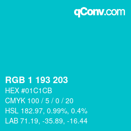 Color code: RGB 1 193 203 | qconv.com