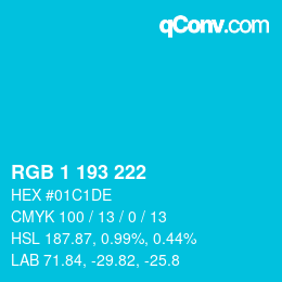 Color code: RGB 1 193 222 | qconv.com