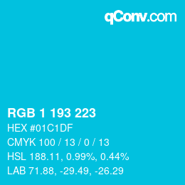 Color code: RGB 1 193 223 | qconv.com