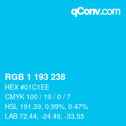 Color code: RGB 1 193 238 | qconv.com