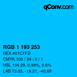 カラーコード: RGB 1 193 253 | qconv.com