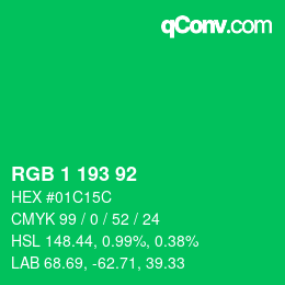颜色代码: RGB 1 193 92 | qconv.com