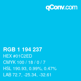 Código de color: RGB 1 194 237 | qconv.com