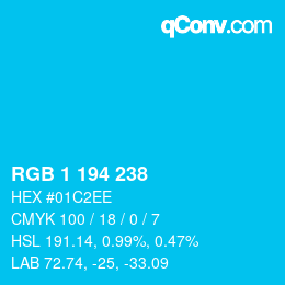 Color code: RGB 1 194 238 | qconv.com