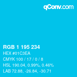 Color code: RGB 1 195 234 | qconv.com