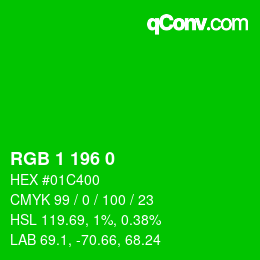 颜色代码: RGB 1 196 0 | qconv.com