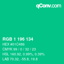 Color code: RGB 1 196 134 | qconv.com